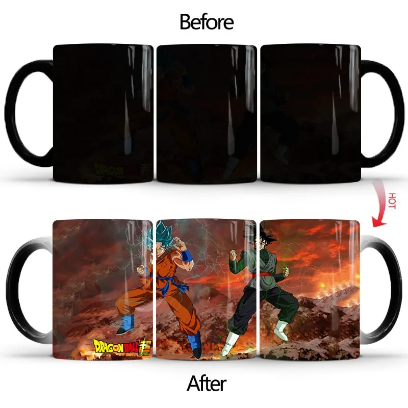 Anime Dragon Ball Goku Mug Cartoon Creative Son Goku Ceramic Cup Hot Heat Sensitive Magic Color Changing Mug Kids Birthdays Gift