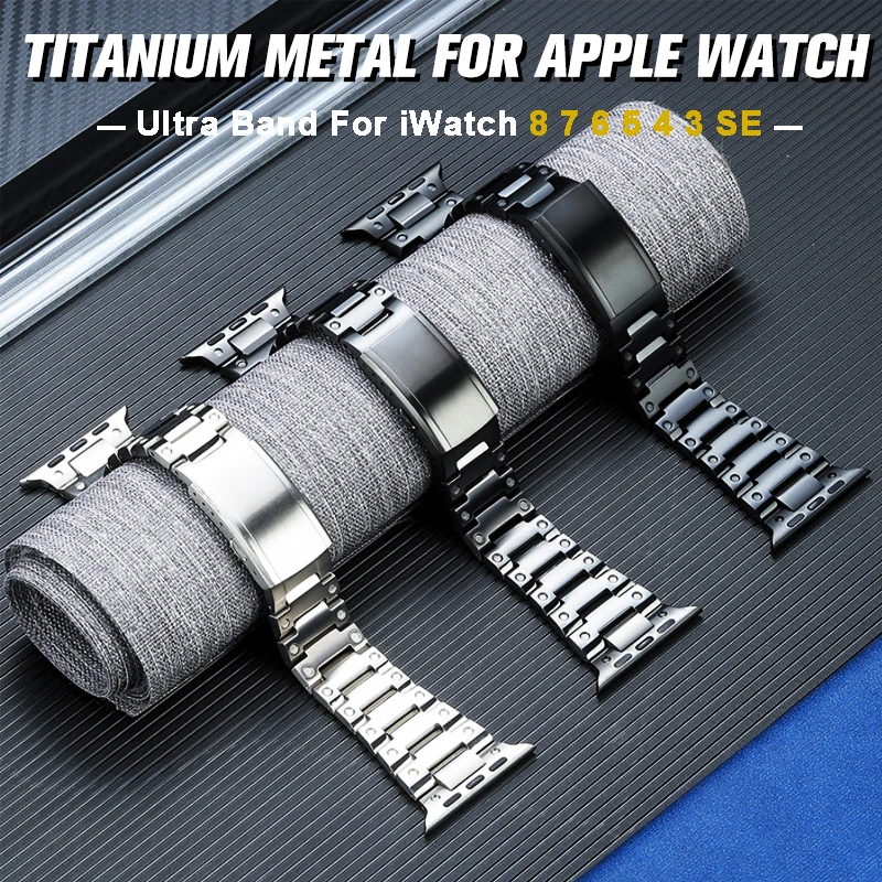 

Correa Titanium Strap for Apple Watch Ultra 49mm 41mm 40mm Luxury Metal Watchband 45mm for IWatch Series 8 7 SE 6 44mm Wristband