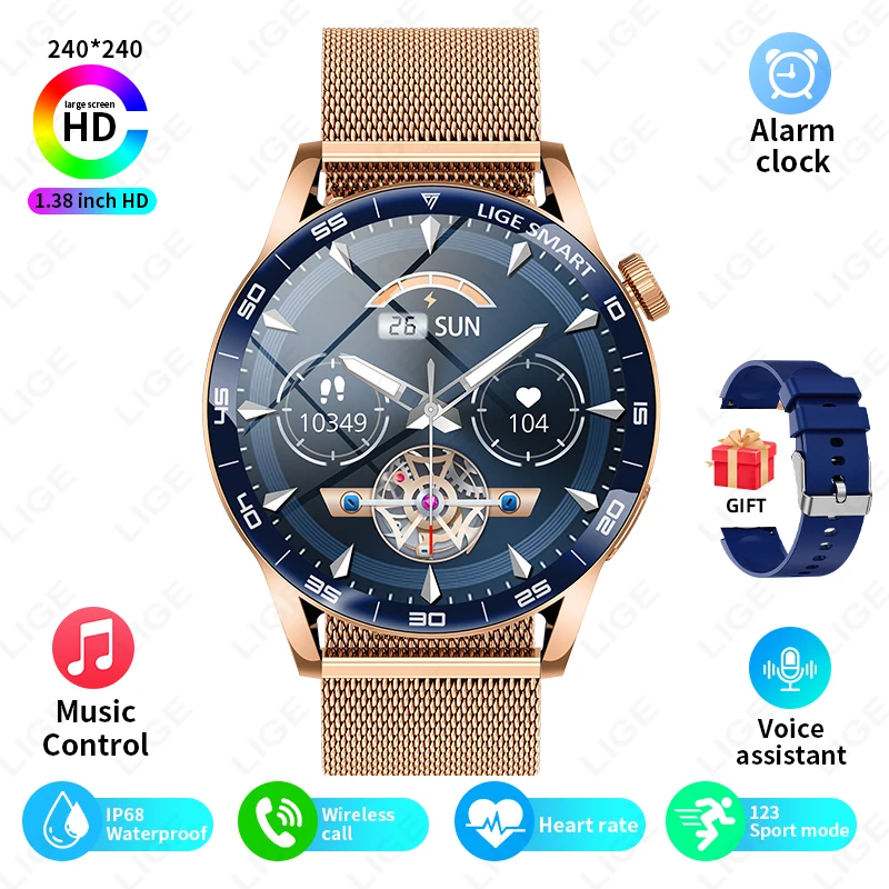 Origineel LUIK Smart Watch Draadloos bellen Weersverwachting Magnetisch opladen Waterdichte muziekbediening Heren smartwatch Android IOS