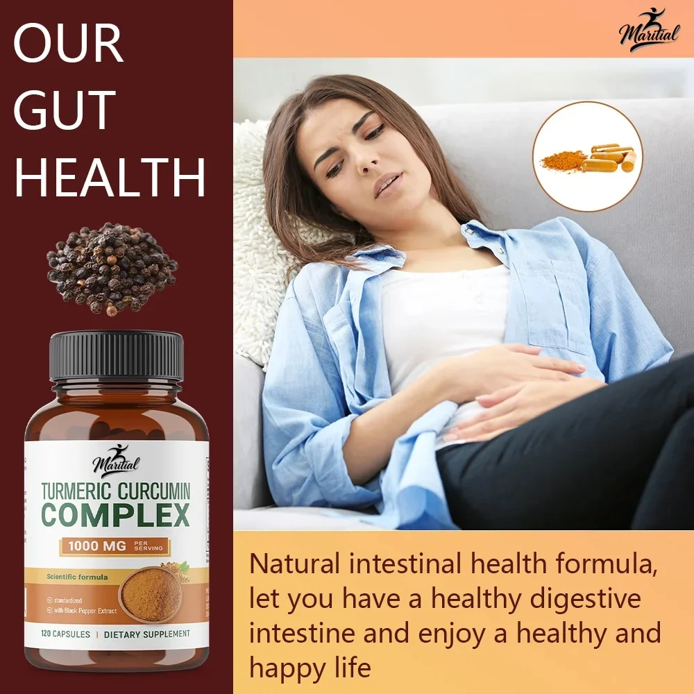 Turmeric Curcumin Capsules - 1000mg Organic Turmeric Supplement, 95% Standardized Curcumin Extract with Bioperine Pepper