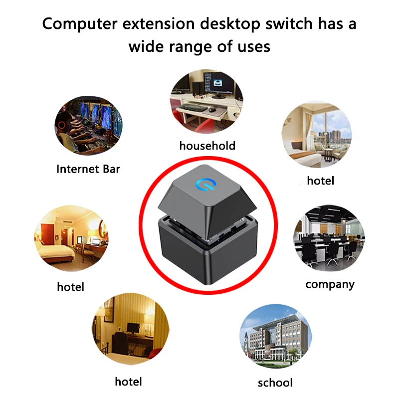 1pcs Computer Desktop Switch 1.8m LED Lights PC Motherboard External Start Power On/Off Button Extension Cable for Home Office