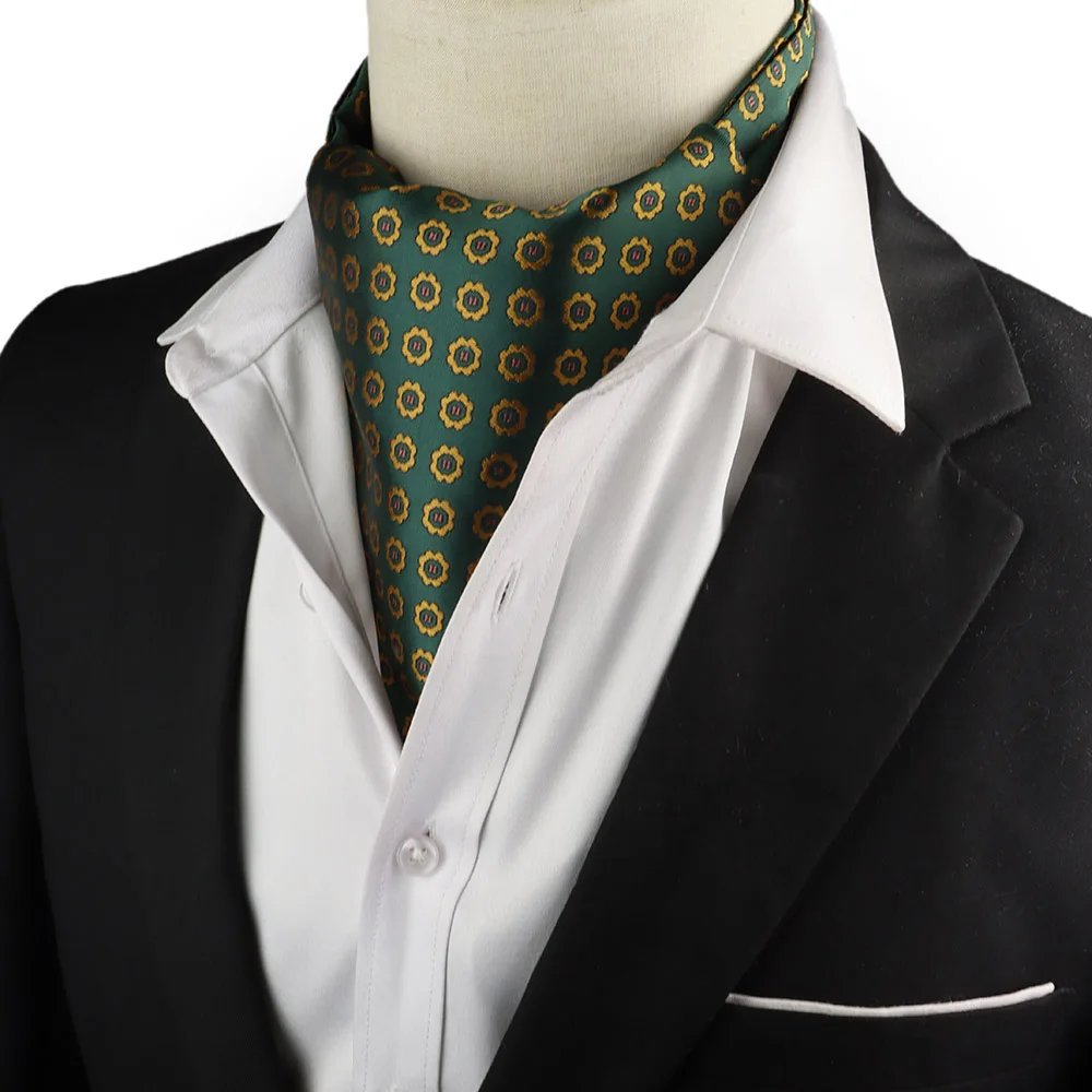 

Cravat Pocket Square Set Formal Necktie Handkerchief Ascot Scrunch Self Polka Dot Gentleman Polyester Silk Neck Tie