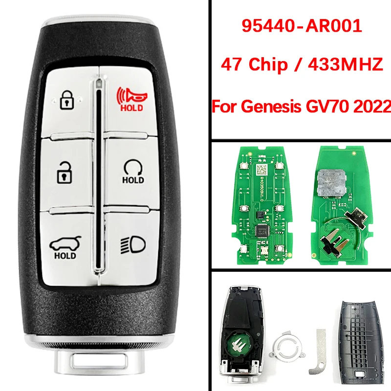

CN020363 Aftermarket 6 кнопок Smart Keyless Go Remote Fob 47 433 МГц TQ8-FOB-4F36 PN 95440-AR001 для Hyundai Genesis GV70 2022
