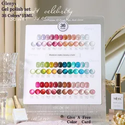 Glenys 36 color cat's eye nail polish gel polishing set with color card semi permanent UV LED varnish gel series nail polish set