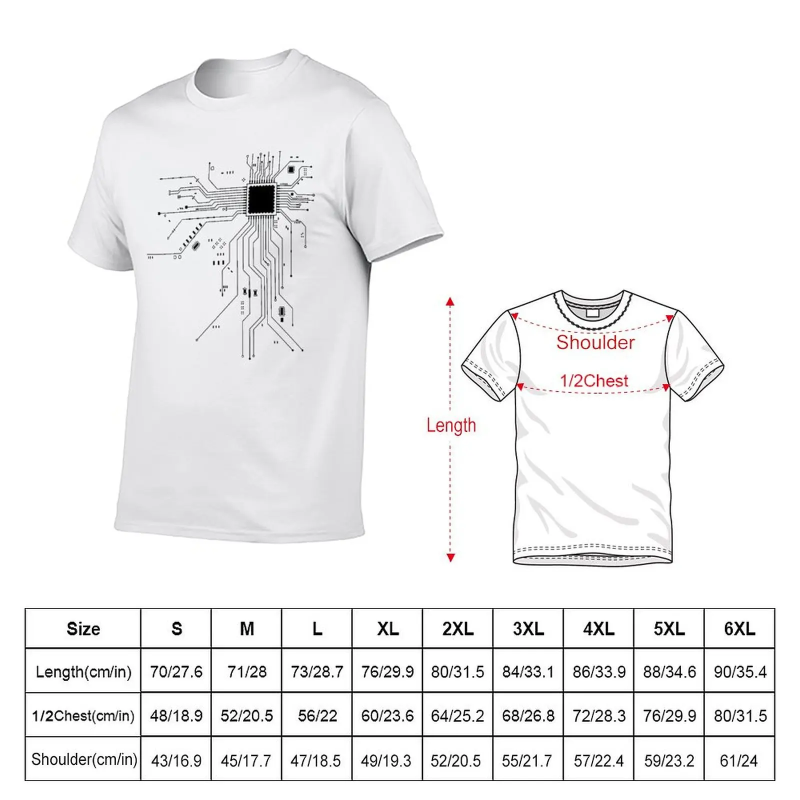 CPU Processor Circuit Diagram T-Shirt Street Art Print Tee Shirt