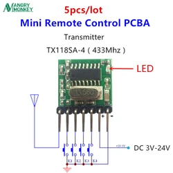 5 個 433 315mhzスーパーヘテロダインrfワイヤレス送信機モジュール 1527 エンコーディングEV1527 コードワイド電圧 3v-24 リモコン用