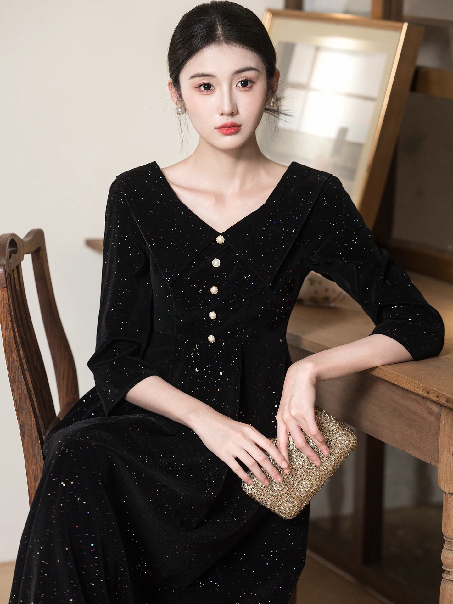 

Вечернее бархатное платье больших размеров для полных женщин, для выступлений на фортепиано, экзаменов по искусству, длинное черное бархатное платье, модная сенсация, женская мода