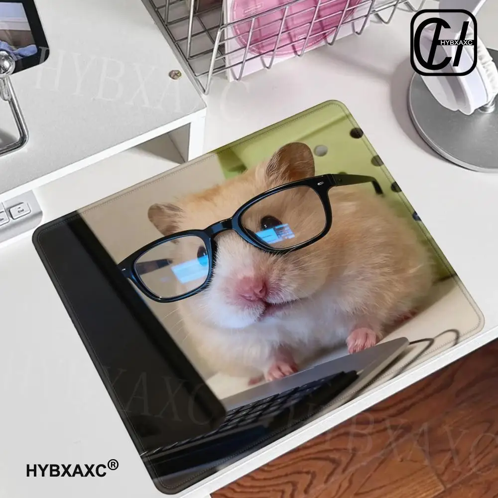 HYBXAXC Cute Working Hamster Small Mouse Pad Laptops Mousepad Gamer Carpet Keyboard Mat Desk Protector Anime Cartoon Mause Pads