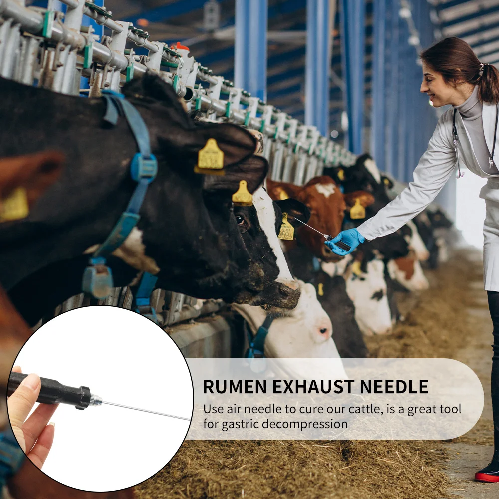 Agulha de trocar de aço inoxidável, ferramenta para gado, porco, trocar veterinário, agulha de deflação, rumen, punção, exaustão, 1 conjunto