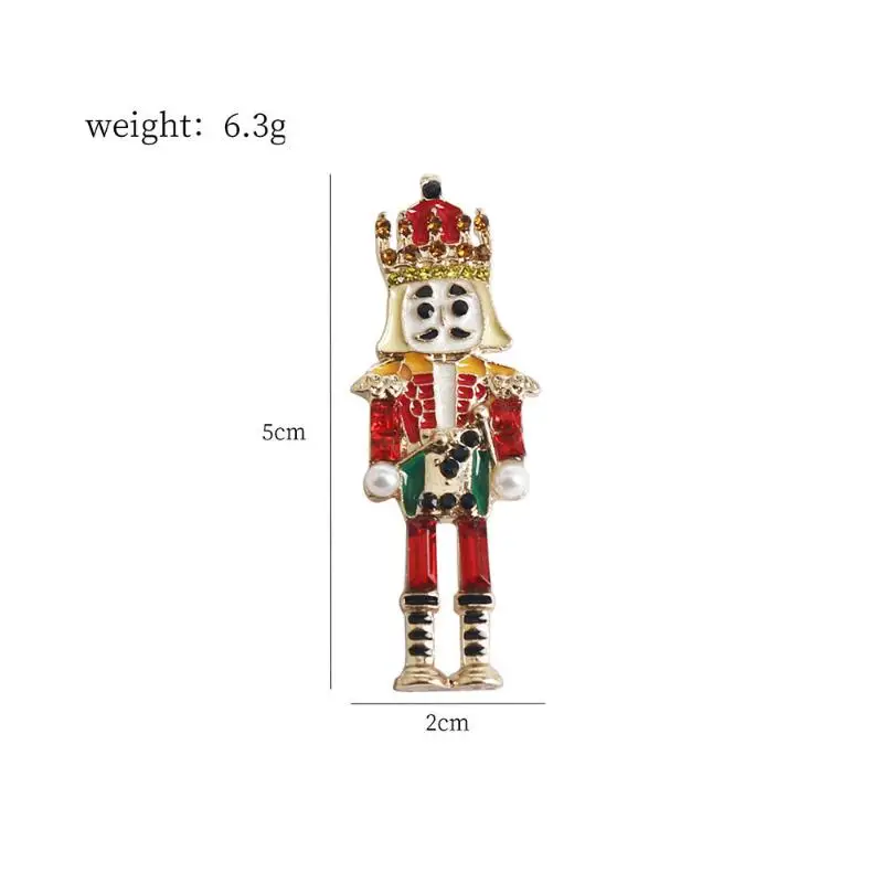 Nutcracker Soldier Christmas Lapel Pin Rhinestone Enamel Alloy Brooch Cute Holiday Accessory for Women Men Suit Coat Decor