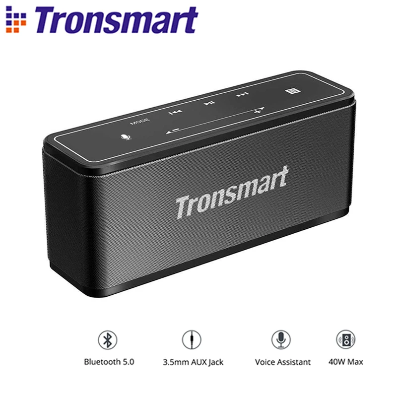 정품 Tronsmart 메가 블루투스 스피커, 터치 컨트롤 사운드 바, 지지대 음성 어시스턴트, NFC,MicroSD, 40W 휴대용 스피커 