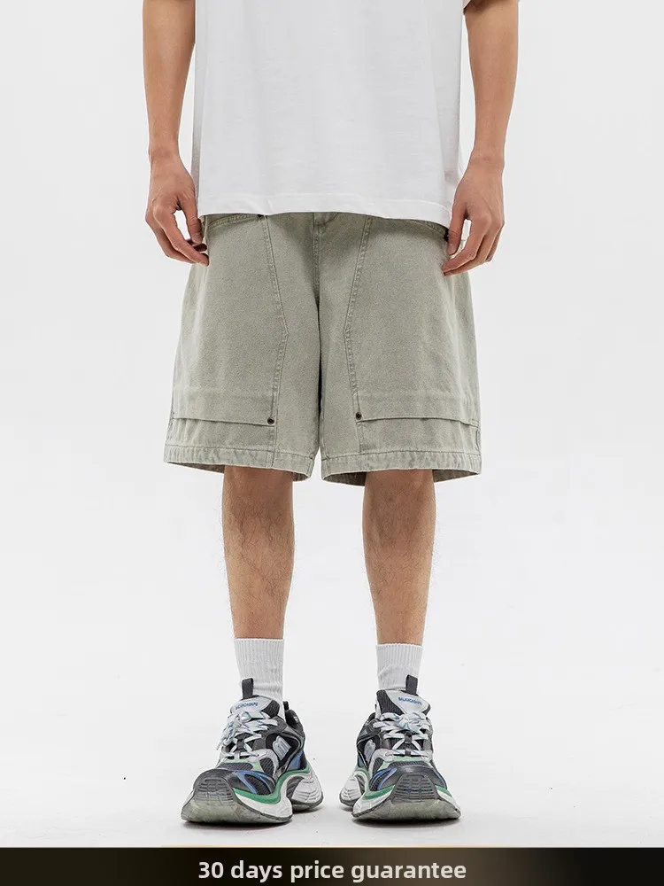 

Ретро-шорты в японском стиле из плотного хлопка, свободного прямого кроя, с пятью карманами, летние, молодежные, модные