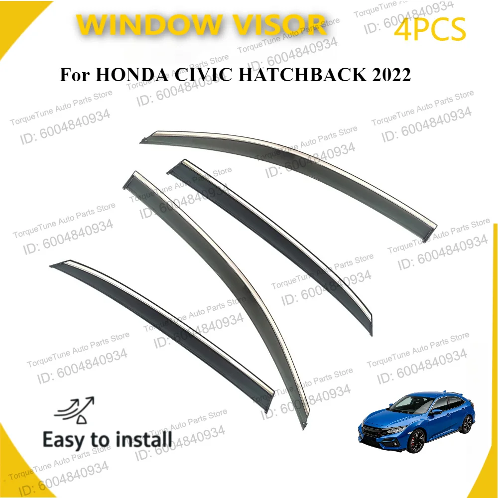 Premium Injection PC Window Visor Fit For HONDA CIVIC HATCHBACK 2022 UV Resistant Wind Deflector Rain Sun Guard