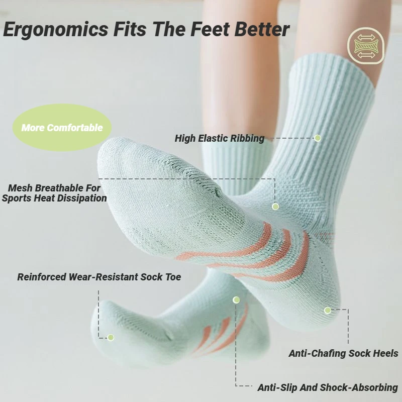 1/2Pairs Professional Arch Support Thick Cushioned Mid-Calf Socks Badminton Tennis Fitness Shock Absorbing Performance Casual