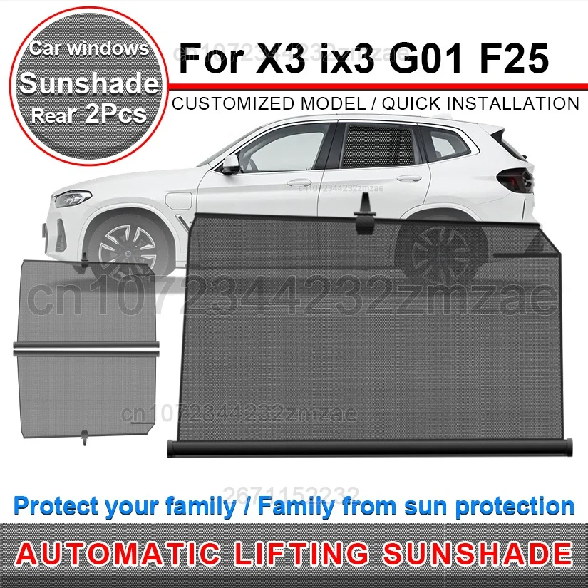 2Pcs Heat Shield For BMW X3 F25 G01 IX3 2023-2024 Rear Side Windshield Sunshade Customized Fit Car Sunshade UV Protection Parts