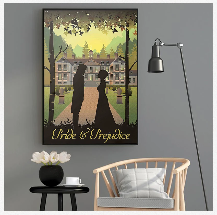 Austen Gifts Vintage Wall Art Canvas Painting Picture Home Room Wall Decor Pride and Prejudice Book & Movie Poster Prints Jane