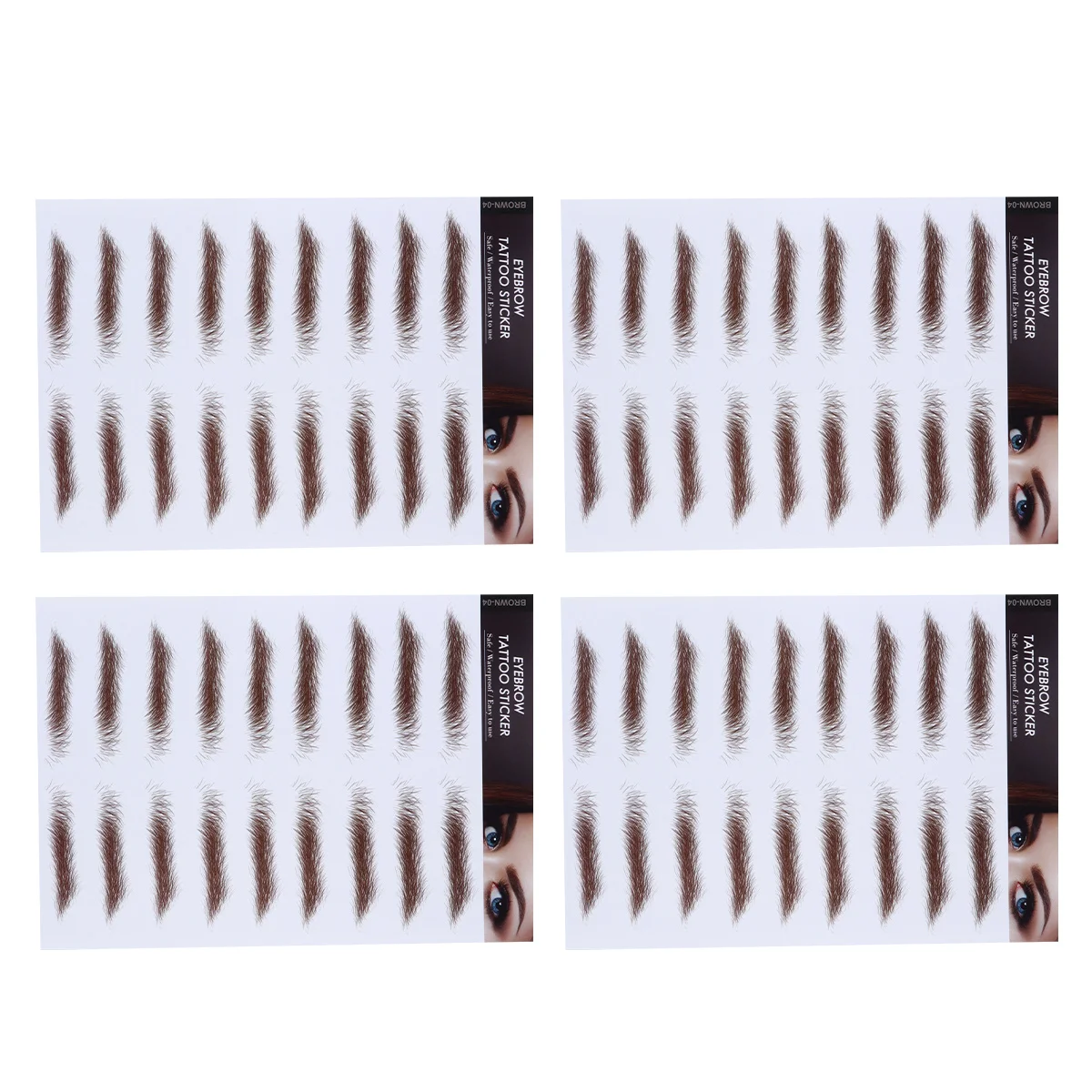 

4Pcs Eyebrow Stickers 6d Hair-Like Waterproof False Eyebrows Universal Fit for Any Face Shape Eyebrow Stickers