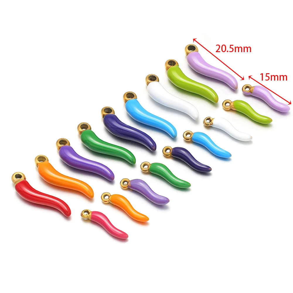 5pcs Stainless Steel Multi Color Pepper Charms Food Chili Pendants for DIY Jewelry Making Women Cute Necklace Bracelet Findings