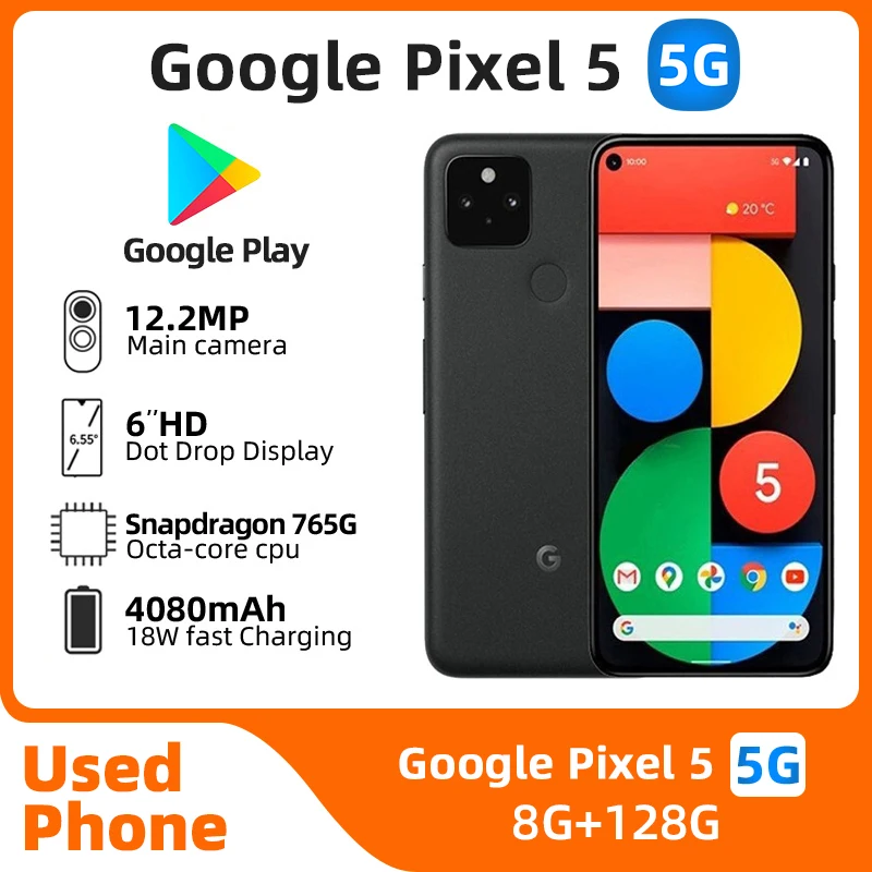 

Google Pixel5 5G SmartPhone CPU Qualcomm Snapdragon 756G Battery capacity 4080mAh 12MP Cameraoriginal used phone