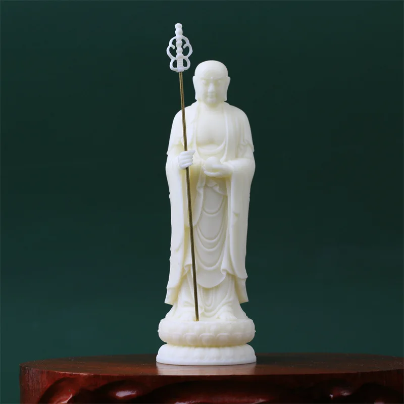 

Ivory Nut Bodhi Carving Jiuhua Mountain King of Tibet Bodhisattva/Buddha Statue Ornaments Home Living Room Decoration Decoration