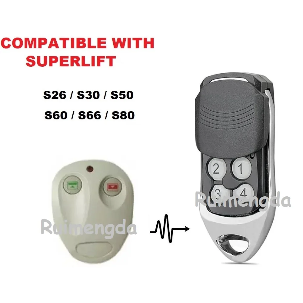 For Superlift S66 S80/SL1/SL2 /S26/S60 Garage Door Remote Control 433.92MHz Rolling Code Gate Openers Replacement Command