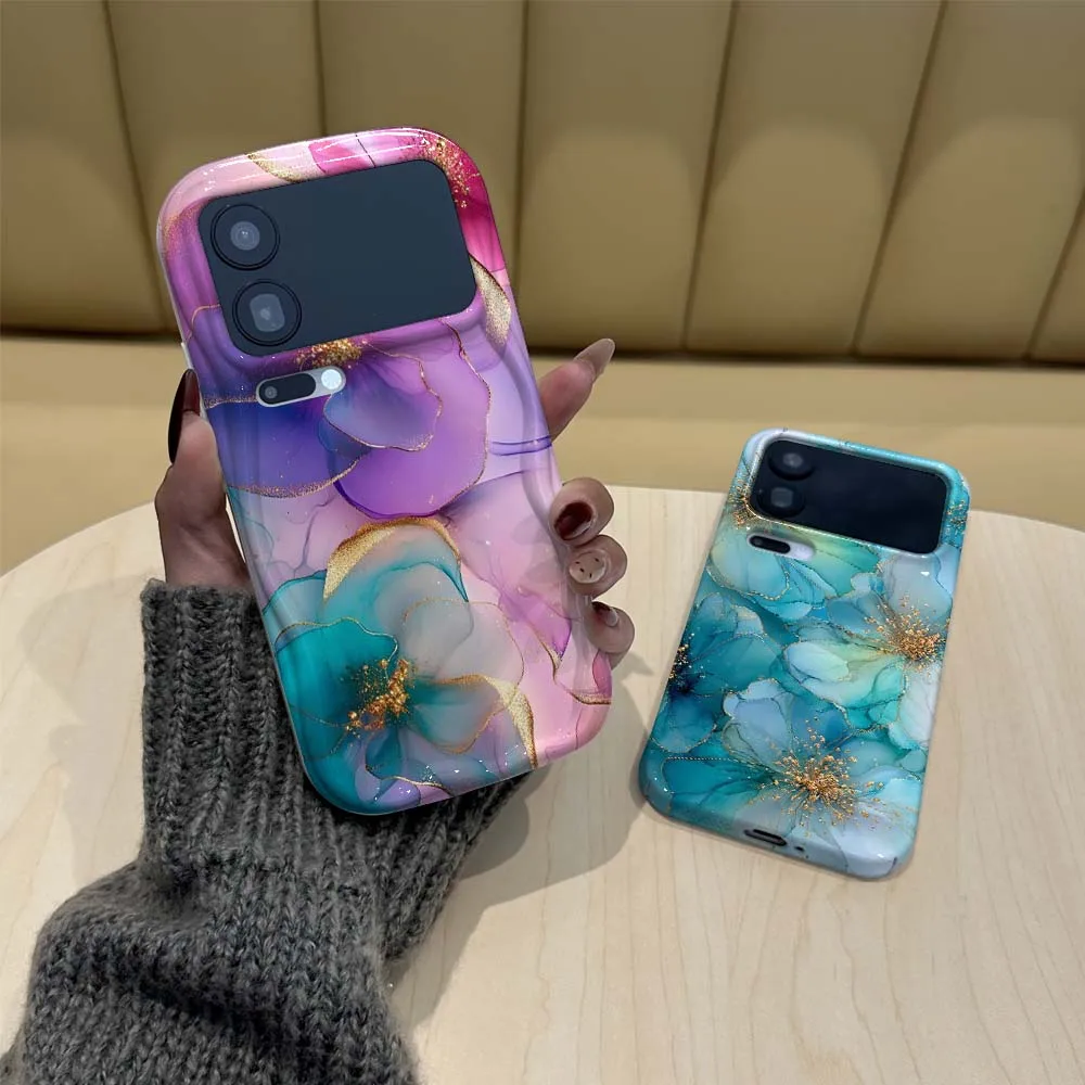 

Blue Floral Gold Art For Redmi Note 8 10 10T 10S 11 11S 11E 11T SE Pro Max Plus 5G Wave Oil Film Phone Case