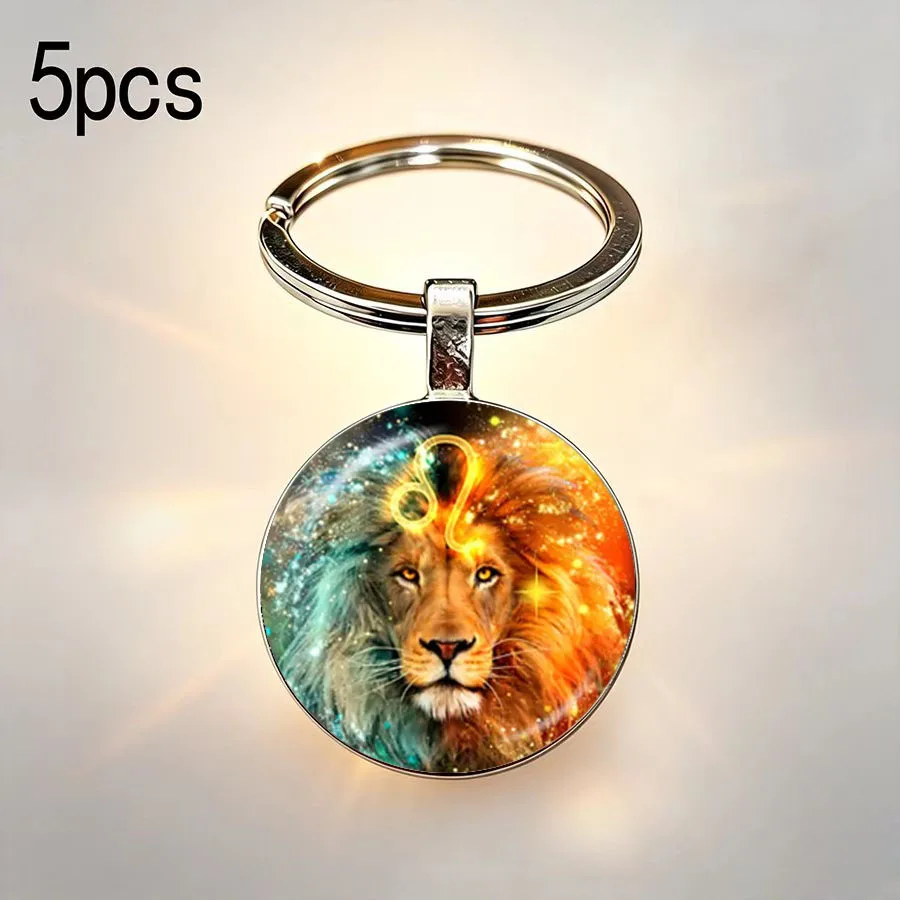 5 éléments animaux représentant des motifs de constellations, des motifs de lion, de vache, de mouton, de crabe, des porte-clés, des accessoires exquis