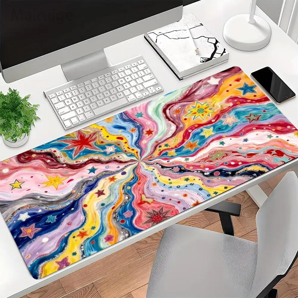 Mouse Pads Rainbow Swirl Tie Dye Burst Colorful Abstract Playmat Large Size For Laptop Office Desktop Table Mat