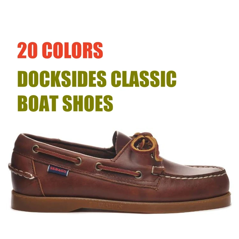 

Sebago Mens Designer Shoes Men Genuine Leather Docksides Classic Boat Shoes For Homme Femme BB12