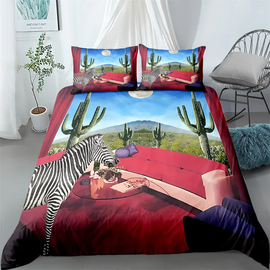 

Photographic Zebra Bedding Set King Queen Double Full Twin Single Size Bed Linen Set