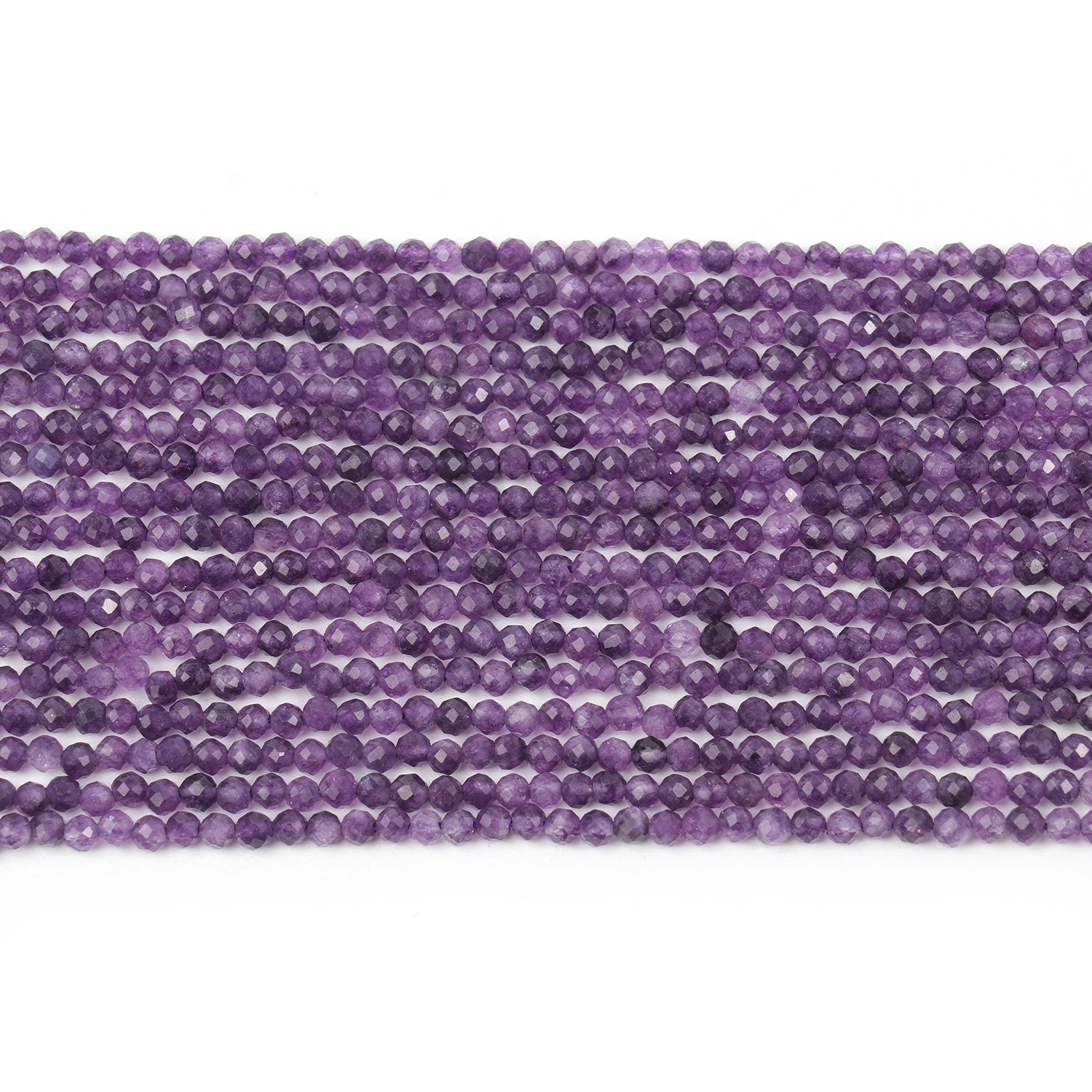 Großhandel Facettierte 3-4mm Naturstein Lila Amethyst Perlen Runde Kleine Lose Perlen für Schmuckherstellung DIY Armbänder Halsketten – Detail 3