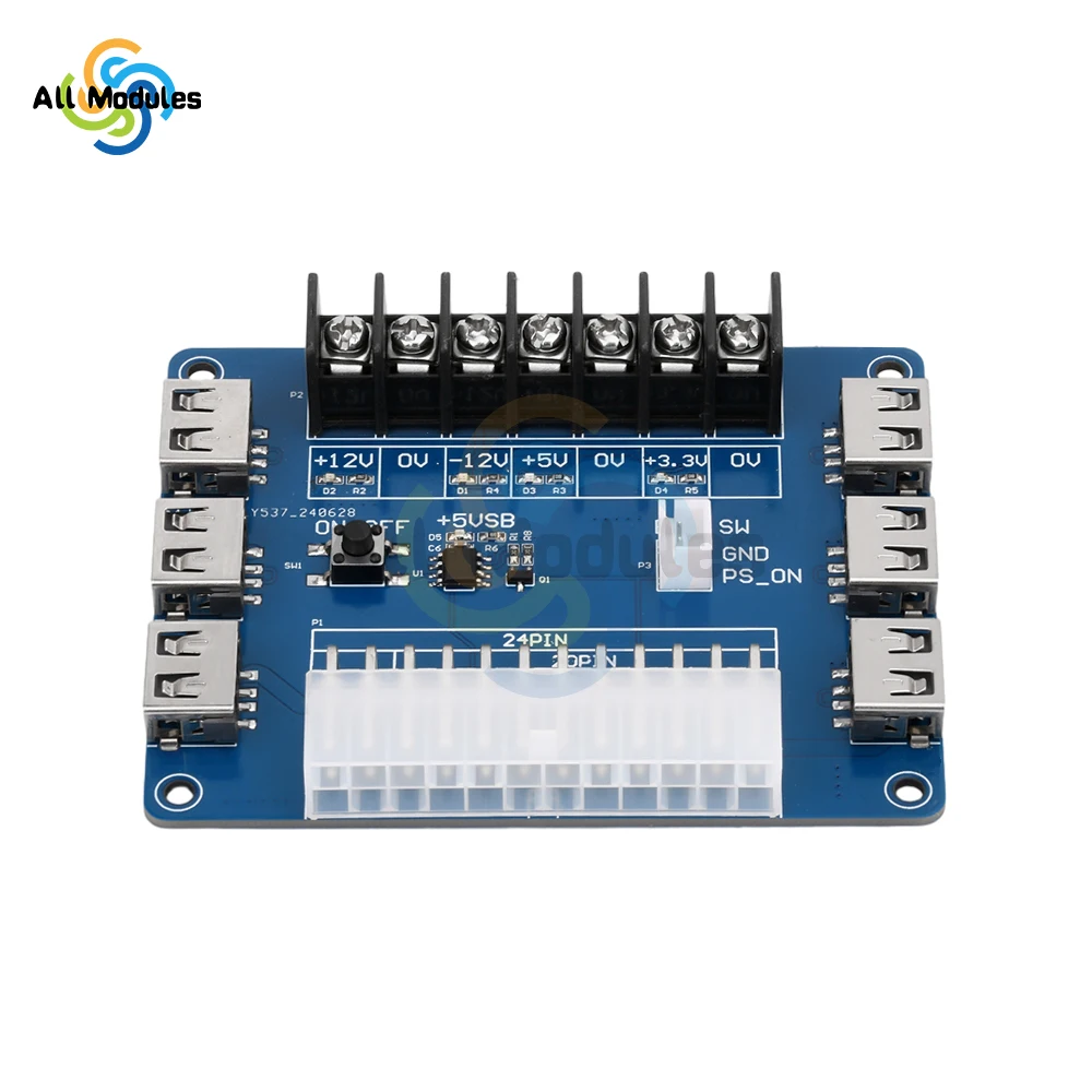 24 Pins ATX Power Supply Breakout Board USB Charging Desktop Chassis Power Adapter Board USB Charging Desktop Chassis Power Lead