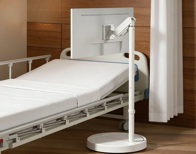 Floor Computer Stand Hospital Bed Flat Panel Monitor Screen Equipment Rocker Arm Medical Bedside Frame