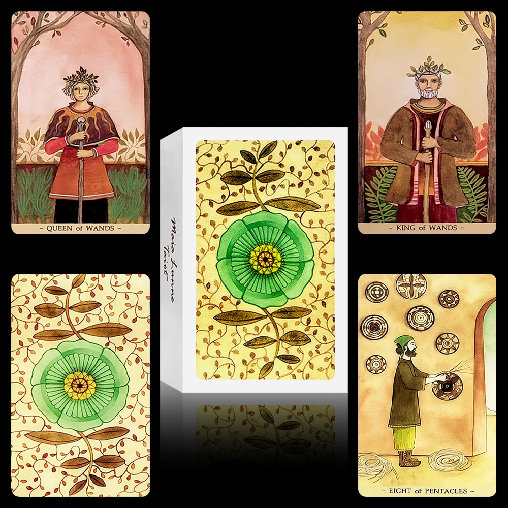

78 Mara Lunne Tarot Cards 10.3x6cm Floral Tarot Back Design Botanical Art Divination Cards Collector-Grade Oracle Deck