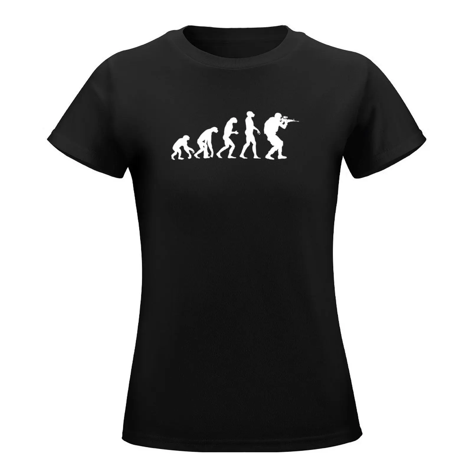 Evolution of ape to airsofter T-Shirt Blouse oversized cute tops funny fashion woman blouse 2024