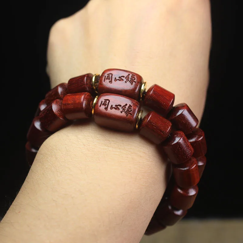 

Zambian Small Leaf Red Sandalwood Barrel Beads with Concentric Edge Accessories Blood Sandalwood Wholesale Natural Material Smal