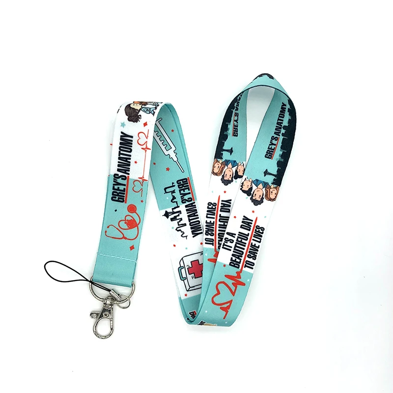 2022 New Grey\'s Anatomy TV Show Doctor Nurse Neck Strap Lanyards Keychain Holder ID Card Pass Hang Rope Lariat Lanyard Gifts