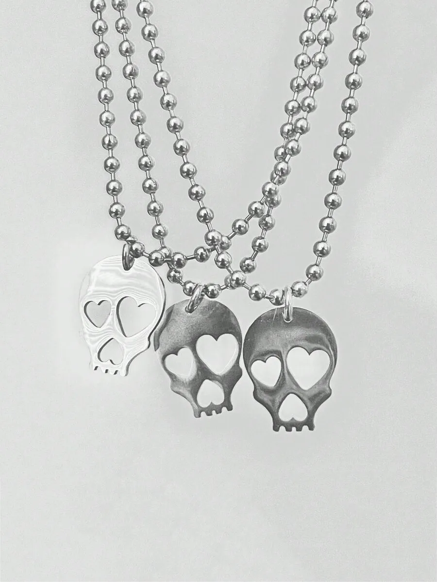 

Heart Skull Pendant Necklace For Women Daily Wear Valentine Gift