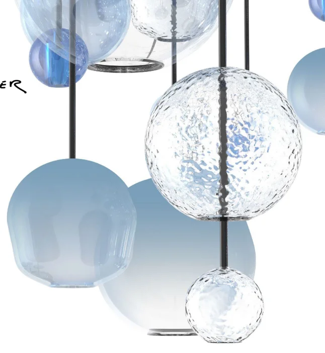 

New Design Indoor Decoration Hotel Lobby Custom Project Led Modern Chandelier Glass Lampshade 80 Large Glass Pendant Light 100
