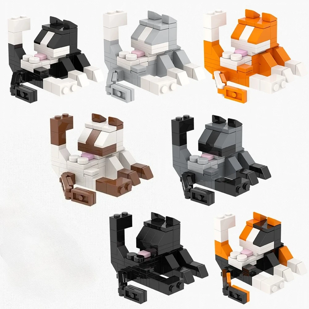 

2026 Animal Series MOC Bricks Ginger cat Figires Siamese Cat DIY Building Blocks Kids Educational Toys for Kids Birthday Gift