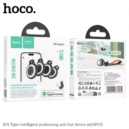 HOCO 4 Pack Anti Lost Device Airtags For Apple IOS System GPS Locator Wallet Keychain Cars Pets Finders with Protective Cases - Image 3