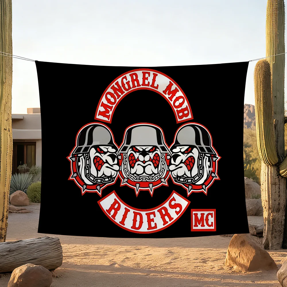 Cool M-Mongrel Mob  flag For Decoration Outdoor Picnic  Hanging Home Camping Party Banner