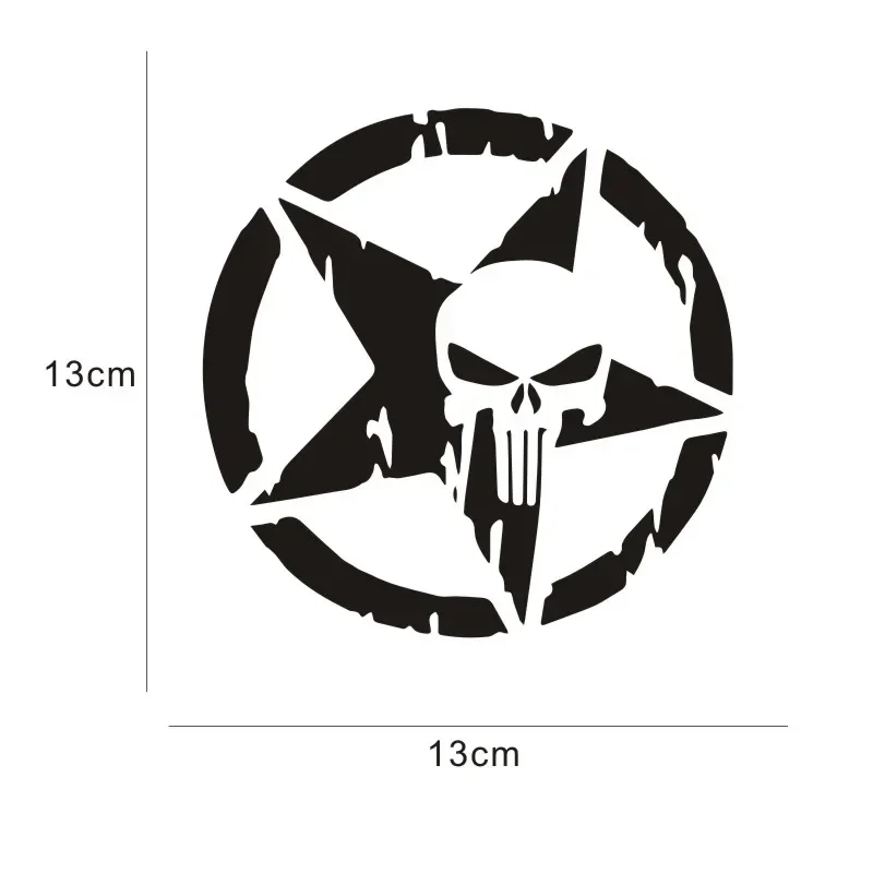 Car Stickers Pentacle Five-pointed Star Skulls Punisher Creative Decals Vinyls Auto Tuning Styling13cm*13cm