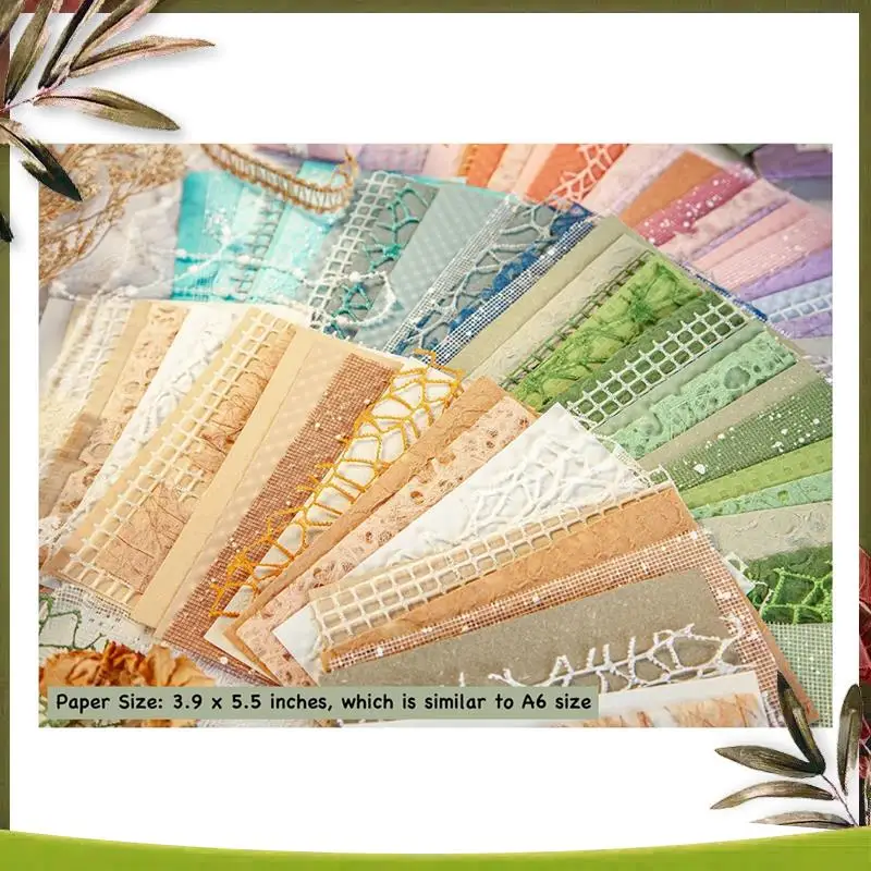 New-96 Sheets Textured Scrapbook Paper And Mesh Fabric Assorted Set,6 Pack Mixed Special Paper For Scrapbooking Planner