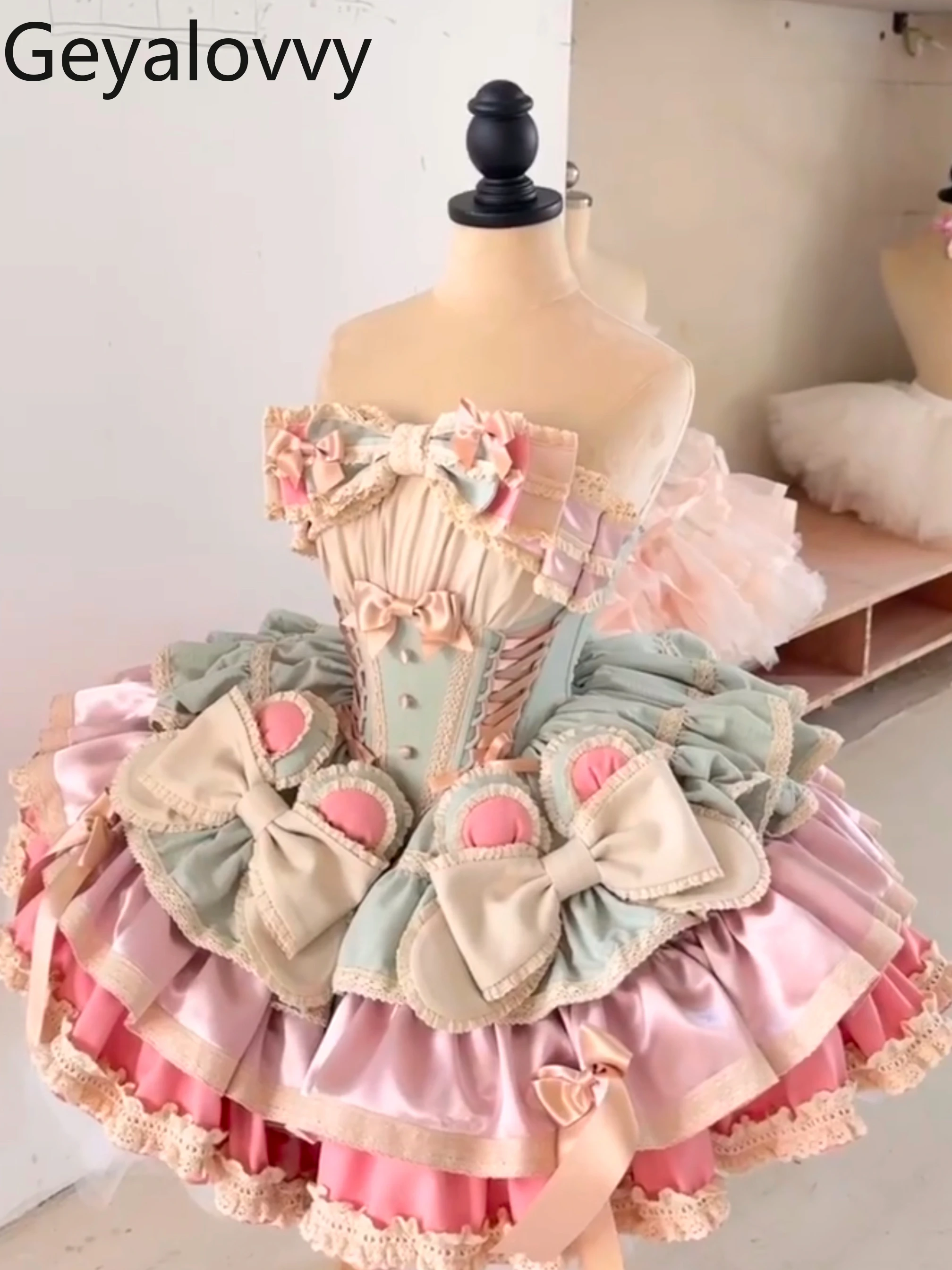 Doce estilo princesa arco cintura alta ombro fino sem mangas vestido verão nova cor rosa combinando festa de aniversário vestidos curtos