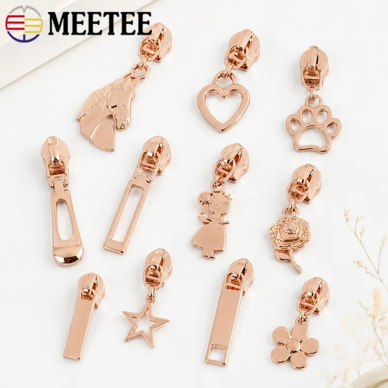 5-30 Stück 5 #   Roségold Reißverschluss-Schieber für Nylon-Reißverschlussband Kleidung Taschen Näh-Reißverschluss Ersatz-Zipper Reparatur-Set Zubehör