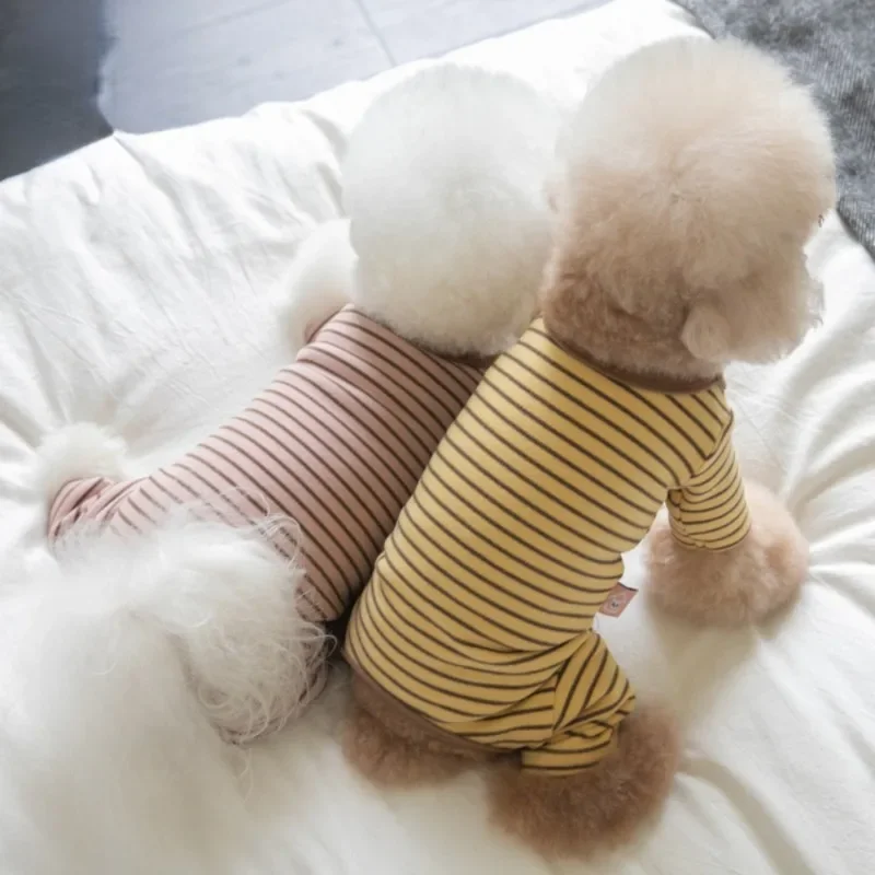 

Striped Dog Clothes Bag Belly Spring and Autumn Winter Four-Foot Pants Teddy Dog Pet Clothes Puppies Four-Legged Pet Clothing