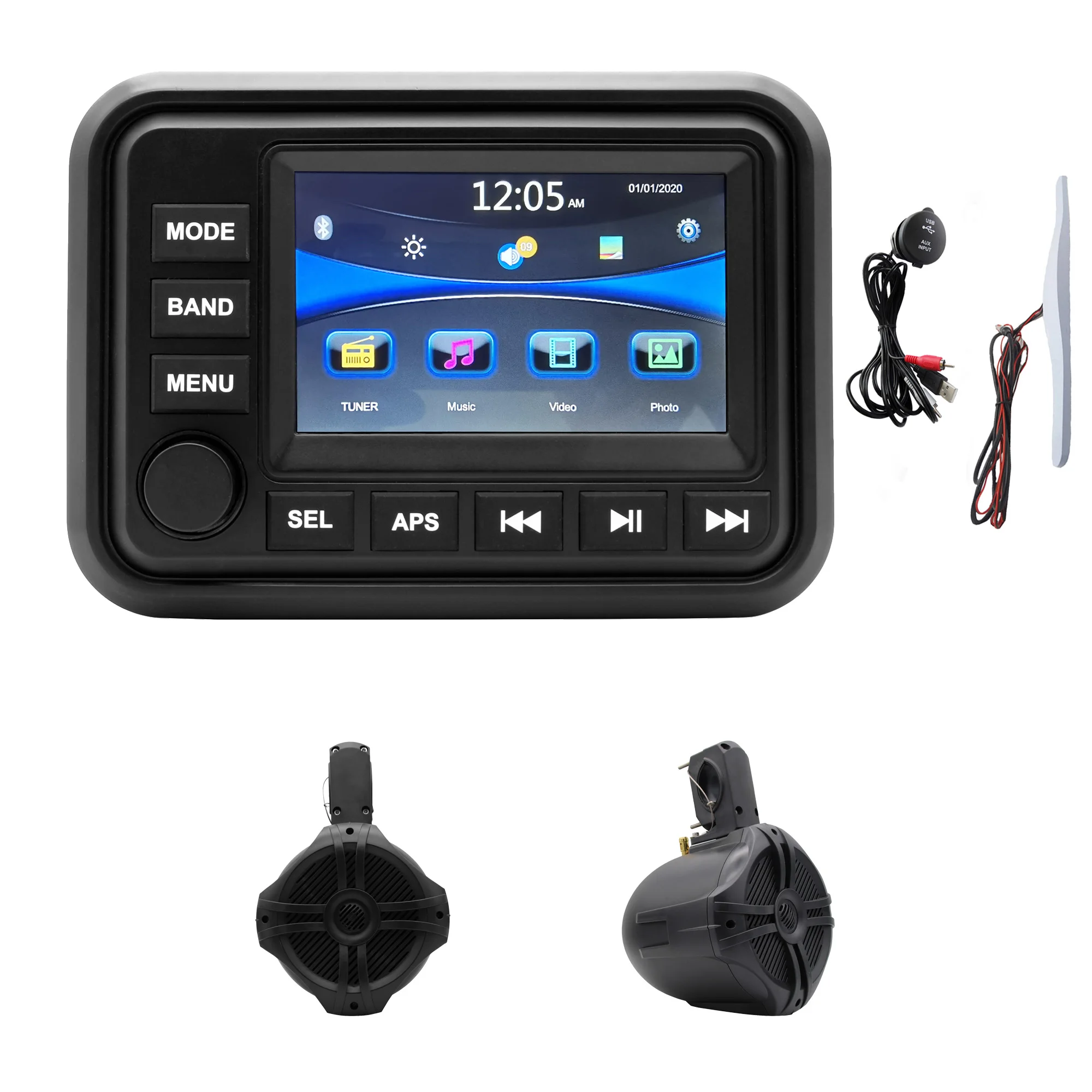 

HASDA Водонепроницаемые морские 6,5-дюймовые подвесные колонки H-6106 * 2 + Bluetooth MP3-радиоплеер H-303A + USB-кабель даты + костюм антенны