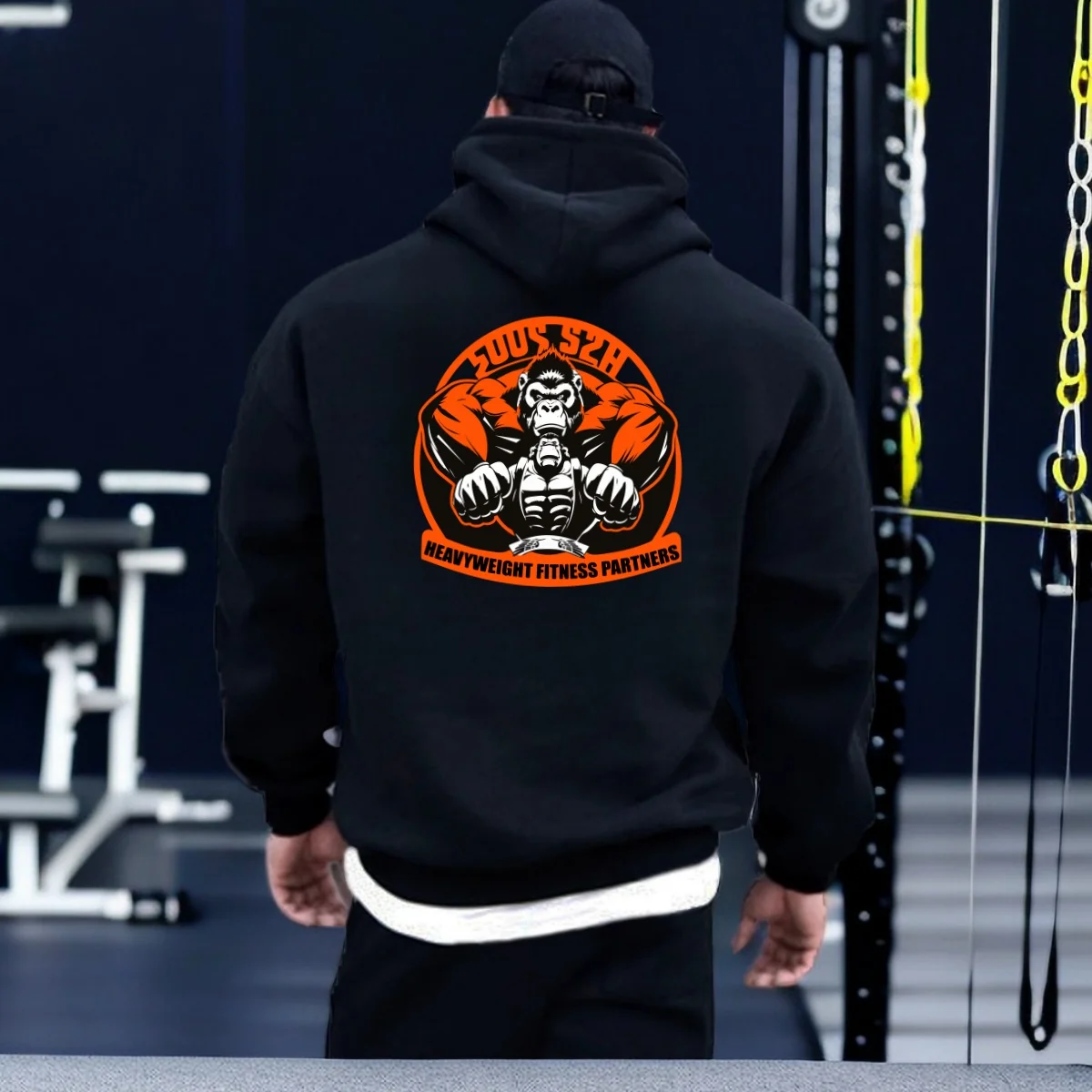 Sweats à capuche Gorilla Fitness pour hommes, sweat-shirt imprimé à la mode, pull de sport respirant, vêtements d'entraînement de gym