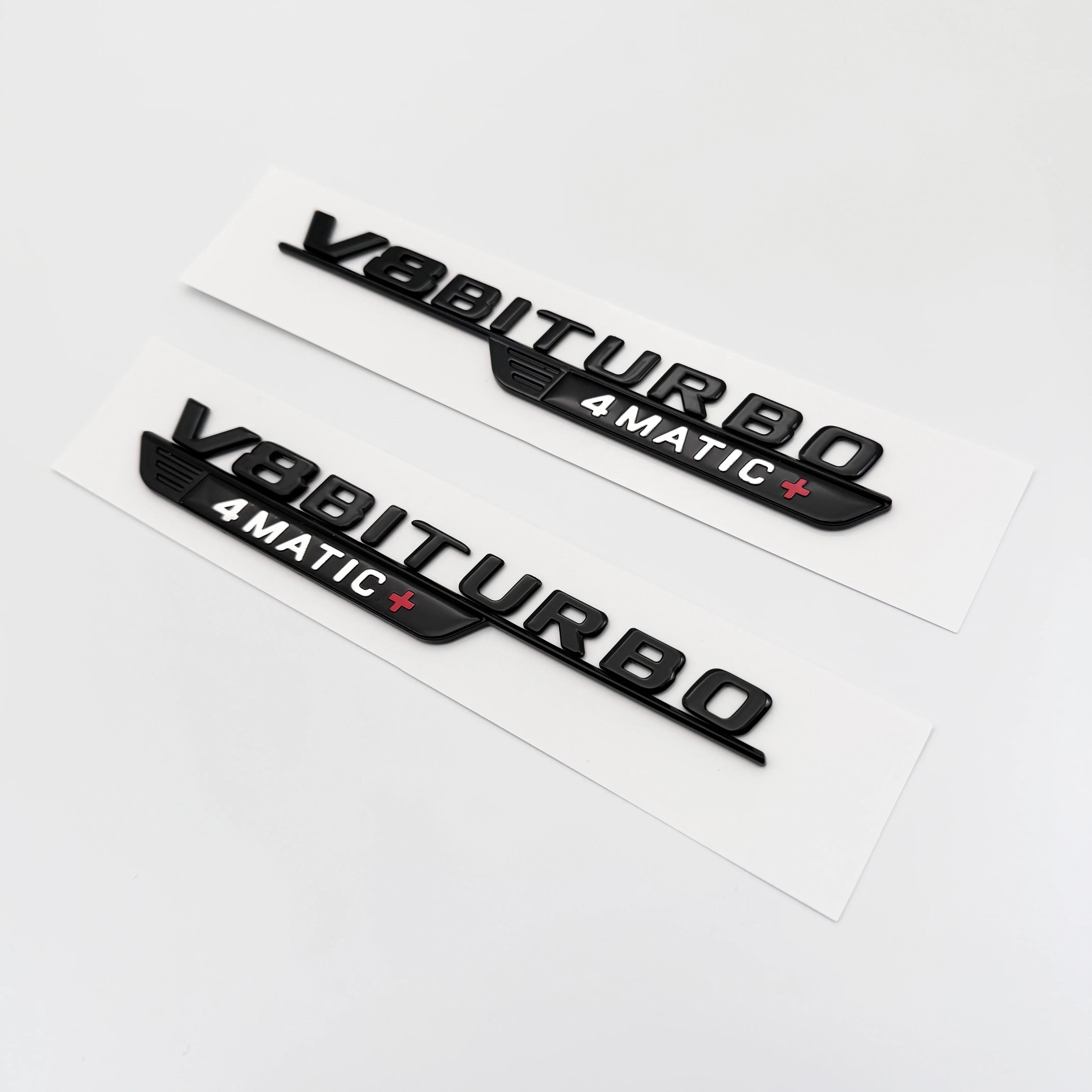 2024 New Letters Numbe V8 BITURBO 4MATIC+ Emblem Car Fender Trim Badge Sticker For Mercedes Benz C63S E63S GLC SL55 Accessories